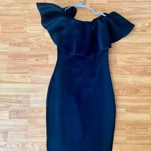 Black ruffle top dress